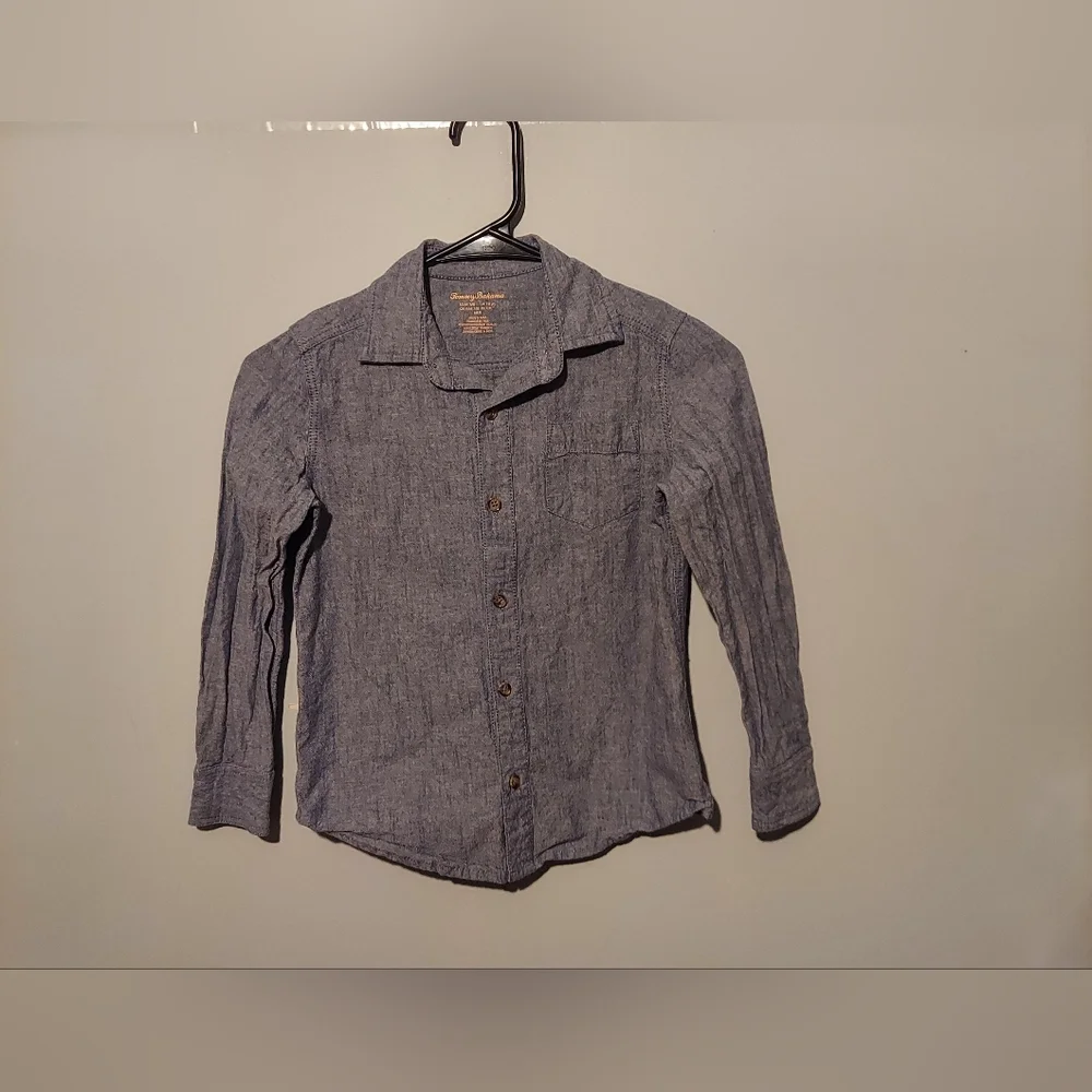Tommy Bahama Denim Chambray Long Sleeve Button Up Shirt Boys M 7/8 Cotton